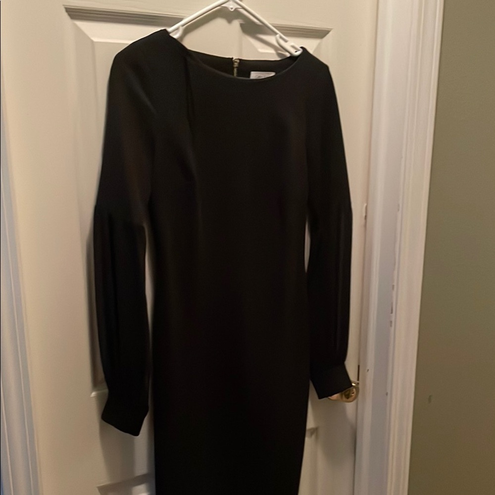 Calvin Klein Black Sheath Dress with Bishop Sleeves